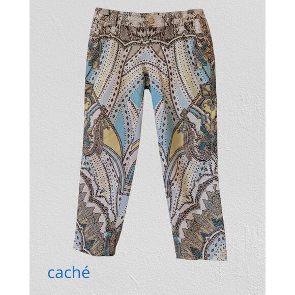 Cache y2k mid rise paisley print capri slacks    Sz 0 - Picture 1 of 9